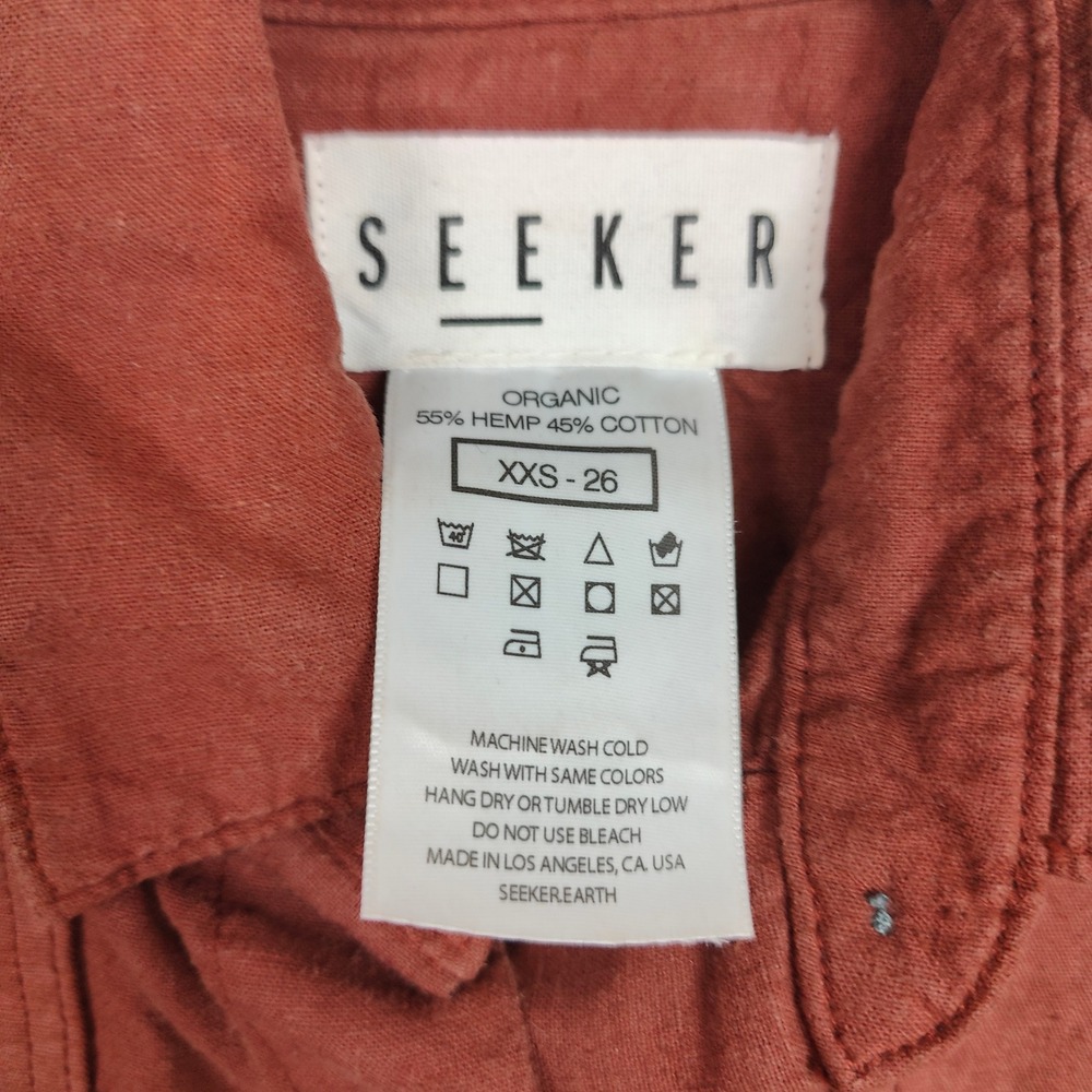 Seeker Trek Shirt Womens XXS Rust‎ Orange Organic Hemp Cotton Button Up Utility - Picture 7 of 8